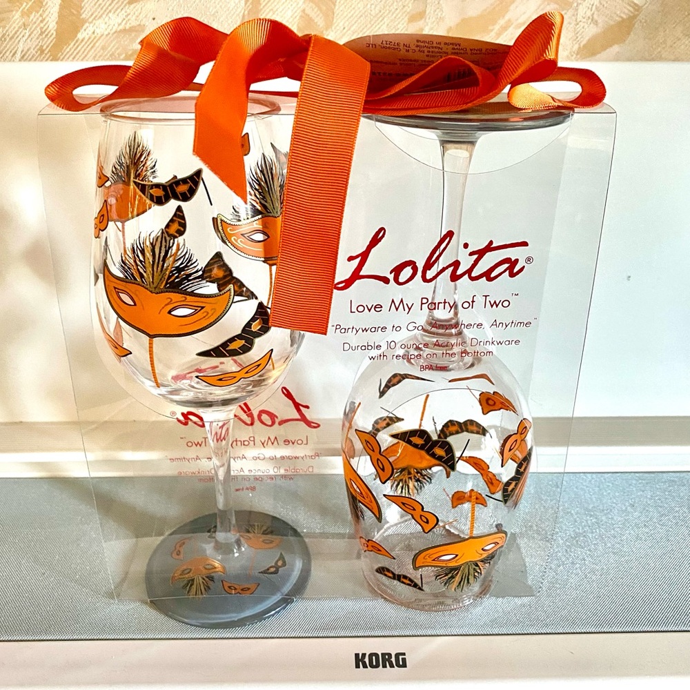 Lolita Orange Masquerade Wine Glasses Set